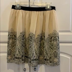 Floral Patterned Cream Skirt